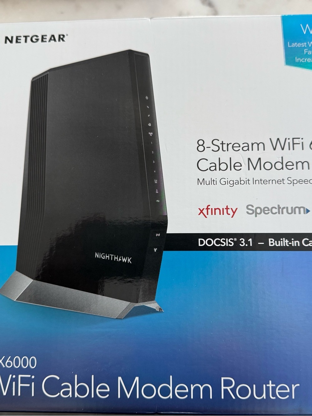 NETGEAR Nighthawk Black and Silver WiFi Cable Modem Router